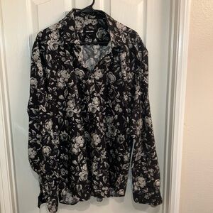 Jared Lang black and grey floral shirt 2XL